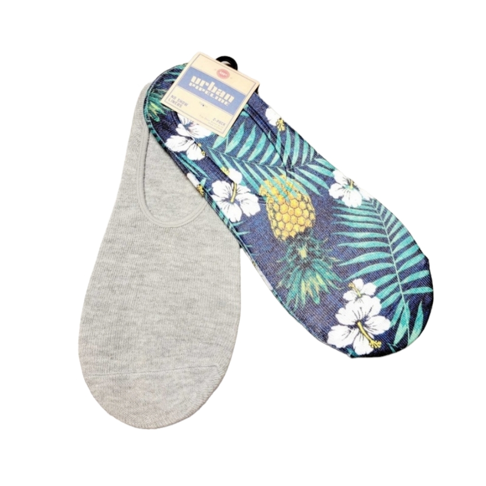 Urban Pipeline - No Show‎ Liner Socks - Pineapple & Gray NWT